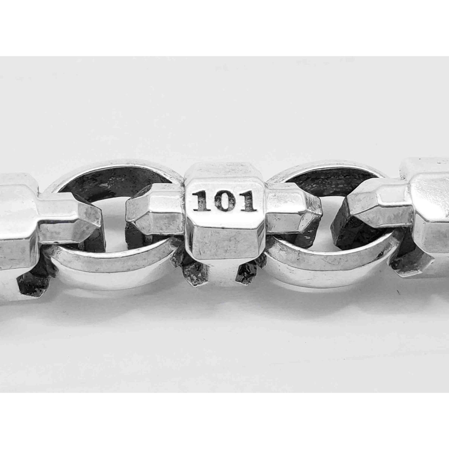 Room 101 Designer Caterpillar Link Bracelet Sterling Silver with Custom Clasp