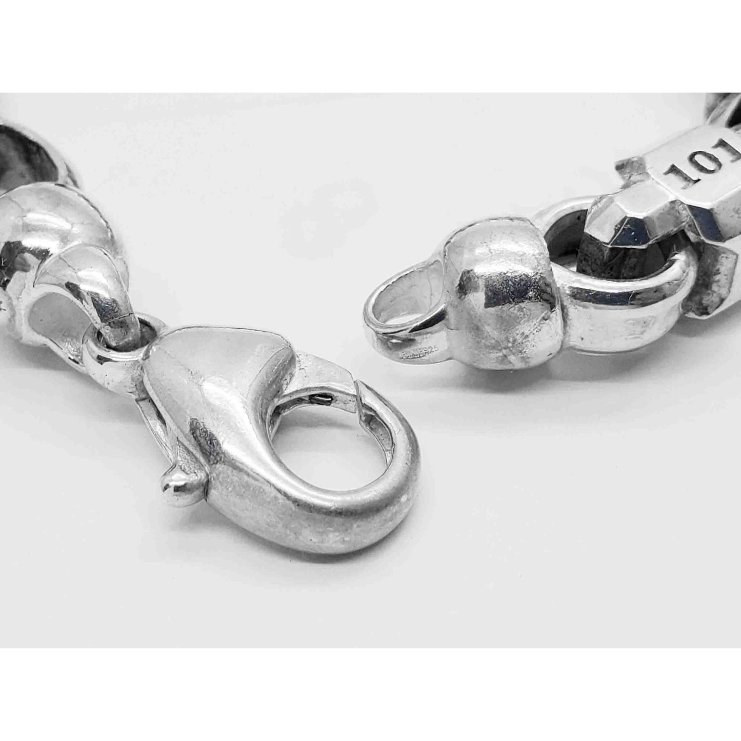 Room 101 Designer Caterpillar Link Bracelet Sterling Silver with Custom Clasp