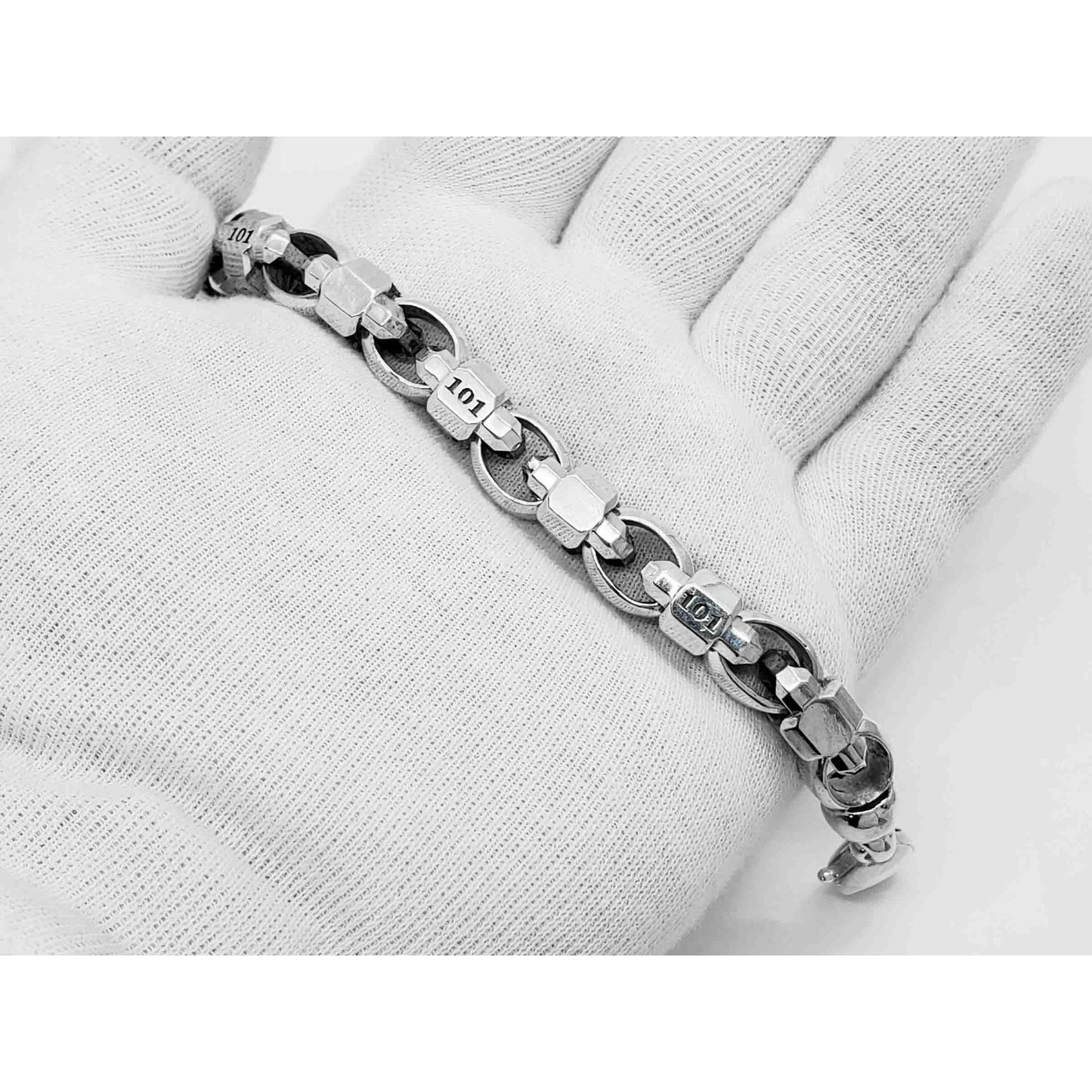Room 101 Designer Caterpillar Link Bracelet Sterling Silver with Custom Clasp