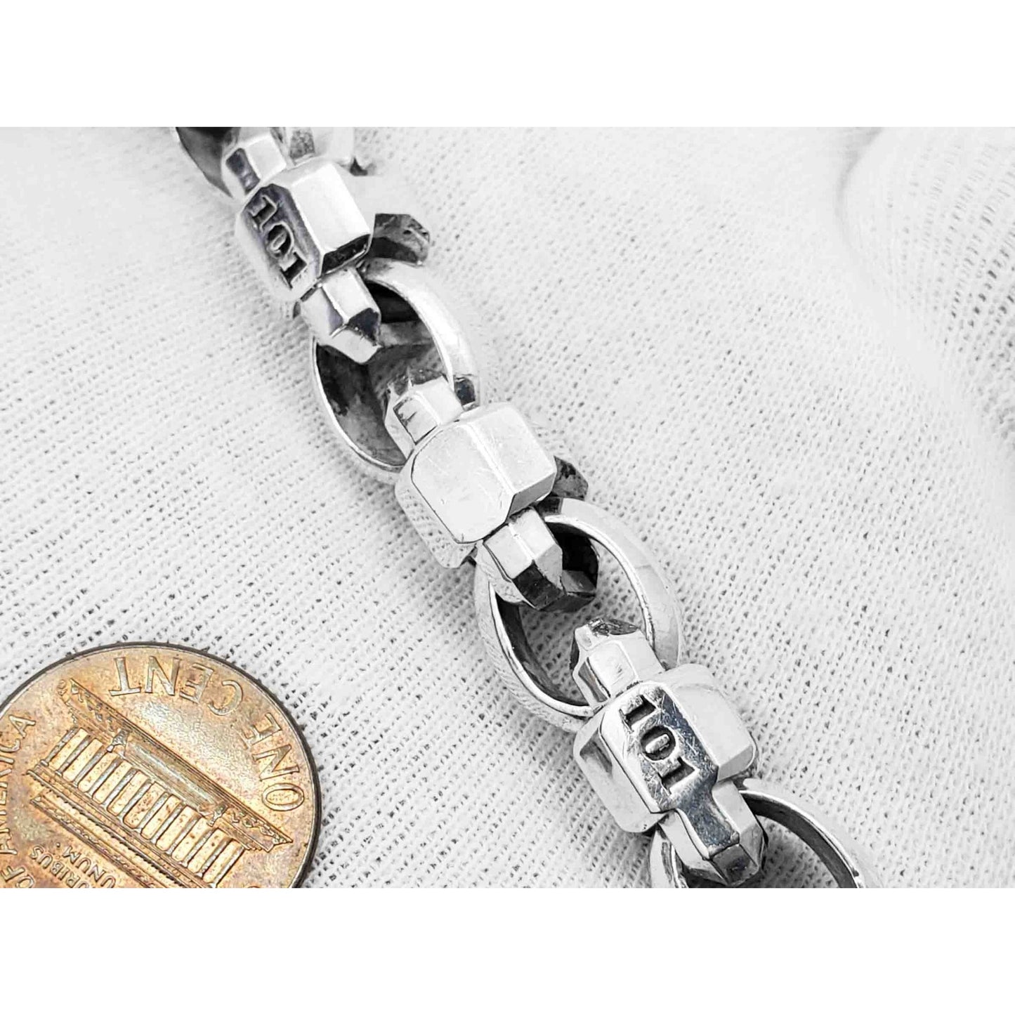 Room 101 Designer Caterpillar Link Bracelet Sterling Silver with Custom Clasp