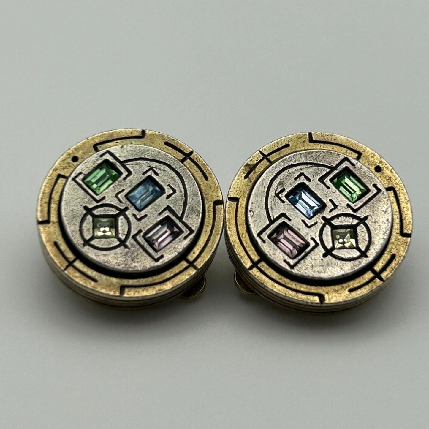 Vintage Patricia Locke Clip Earrings Gold Tone Swarovski Crystals