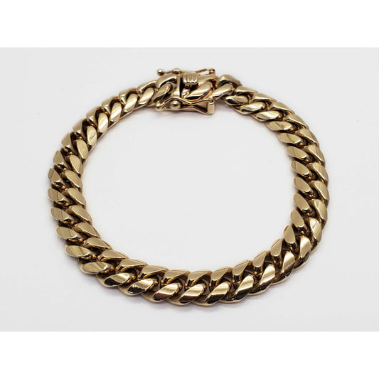 9.7mm Wide Cuban Link Tennis Bracelet 14k Gold 7.5" Long