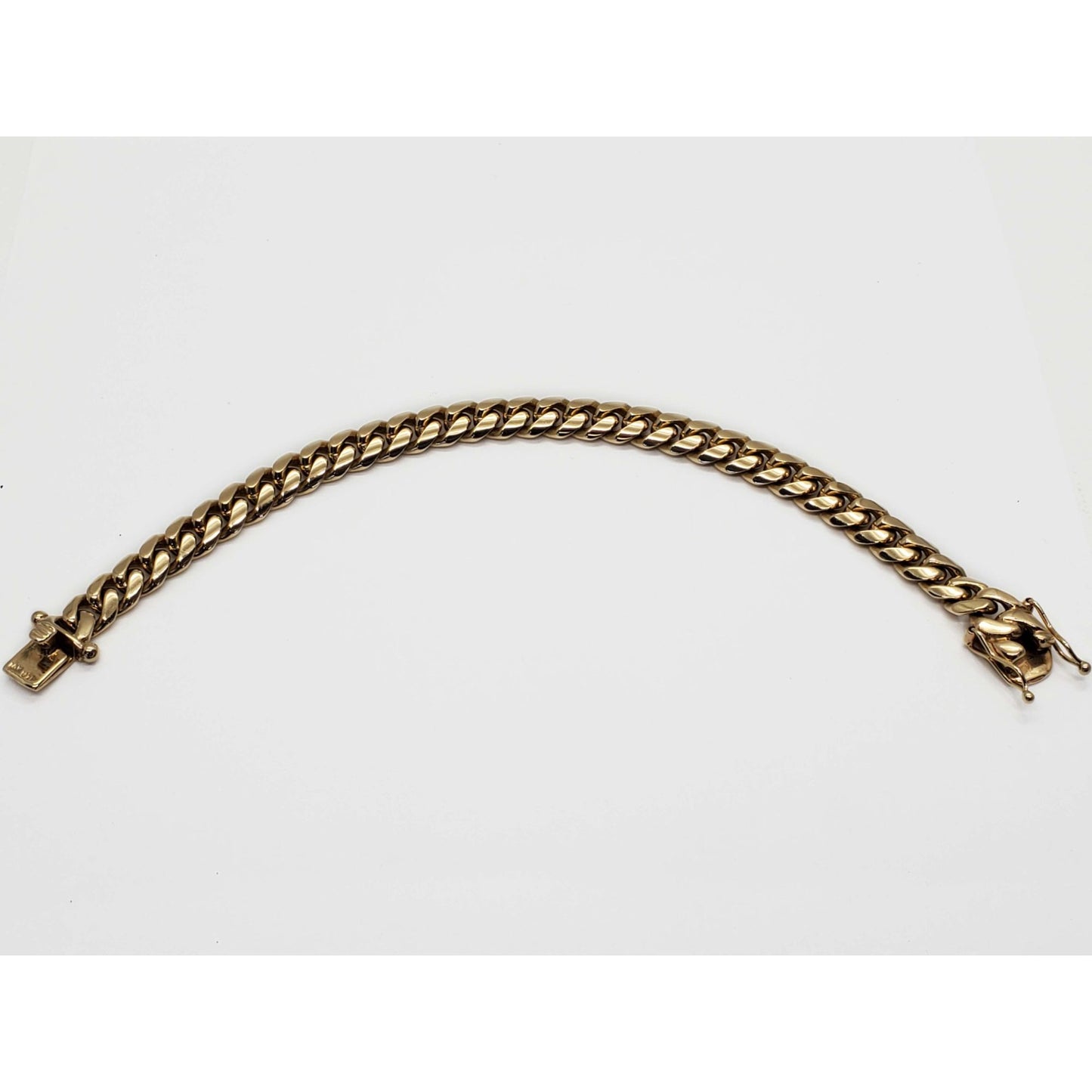 9.7mm Wide Cuban Link Tennis Bracelet 14k Gold 7.5" Long