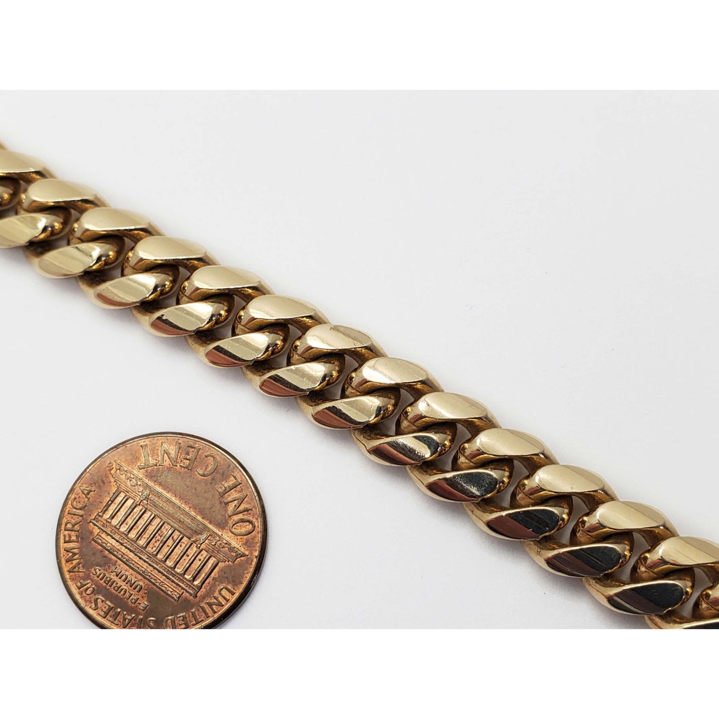 9.7mm Wide Cuban Link Tennis Bracelet 14k Gold 7.5" Long