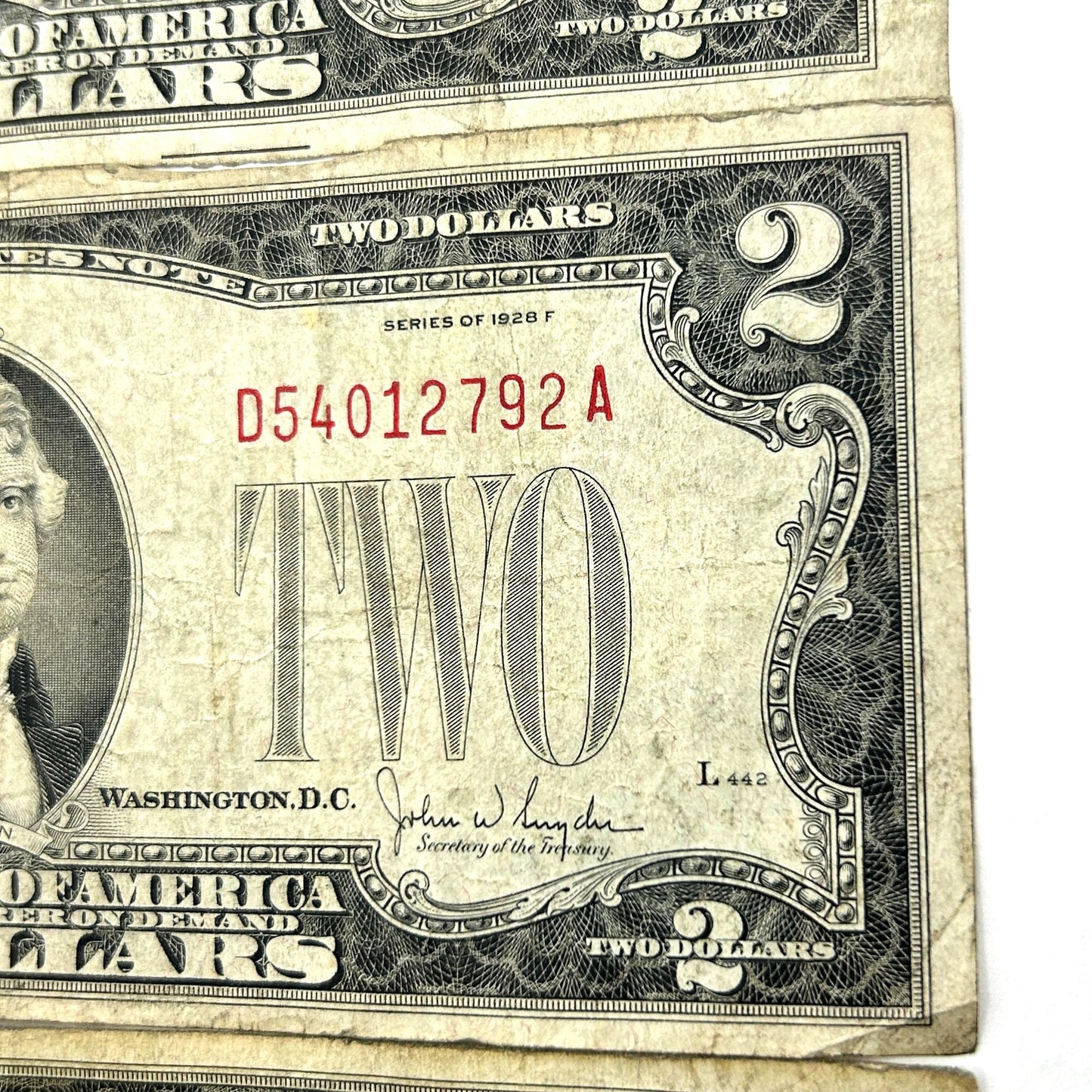 LOT OF 3 Series of 1928-F $2 Two Dollar Bill Red Seal United States Note
