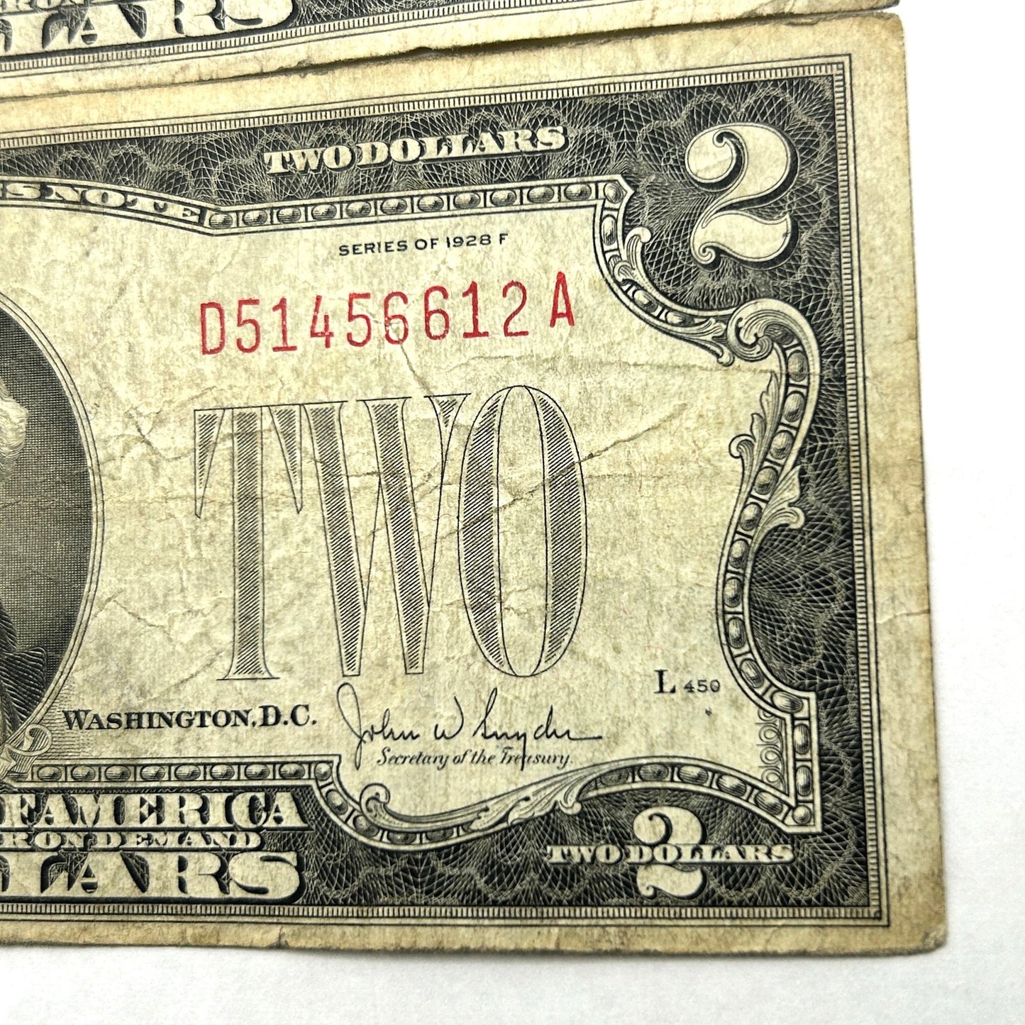 LOT OF 3 Series of 1928-F $2 Two Dollar Bill Red Seal United States Note