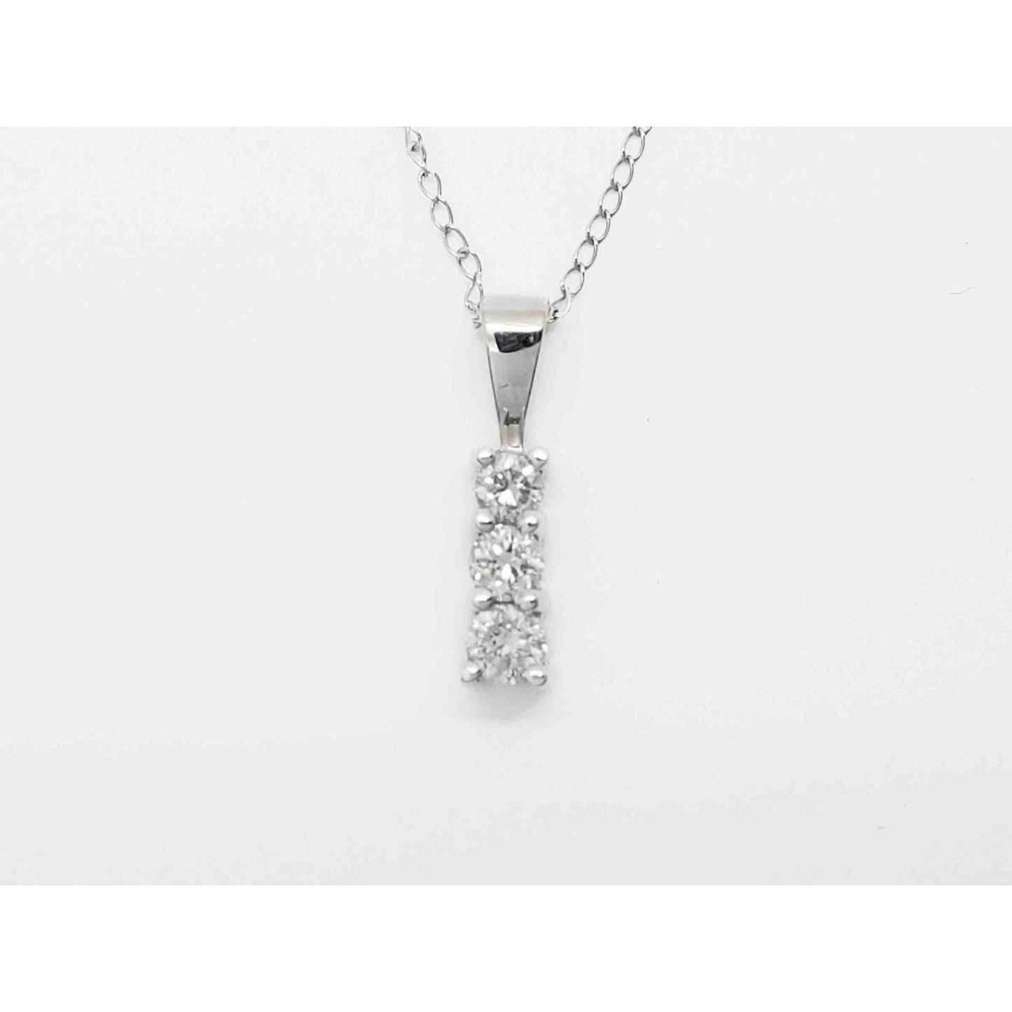 0.25 ctw Natural Diamond Journey Style Mini Drop Pendant 14k White Gold