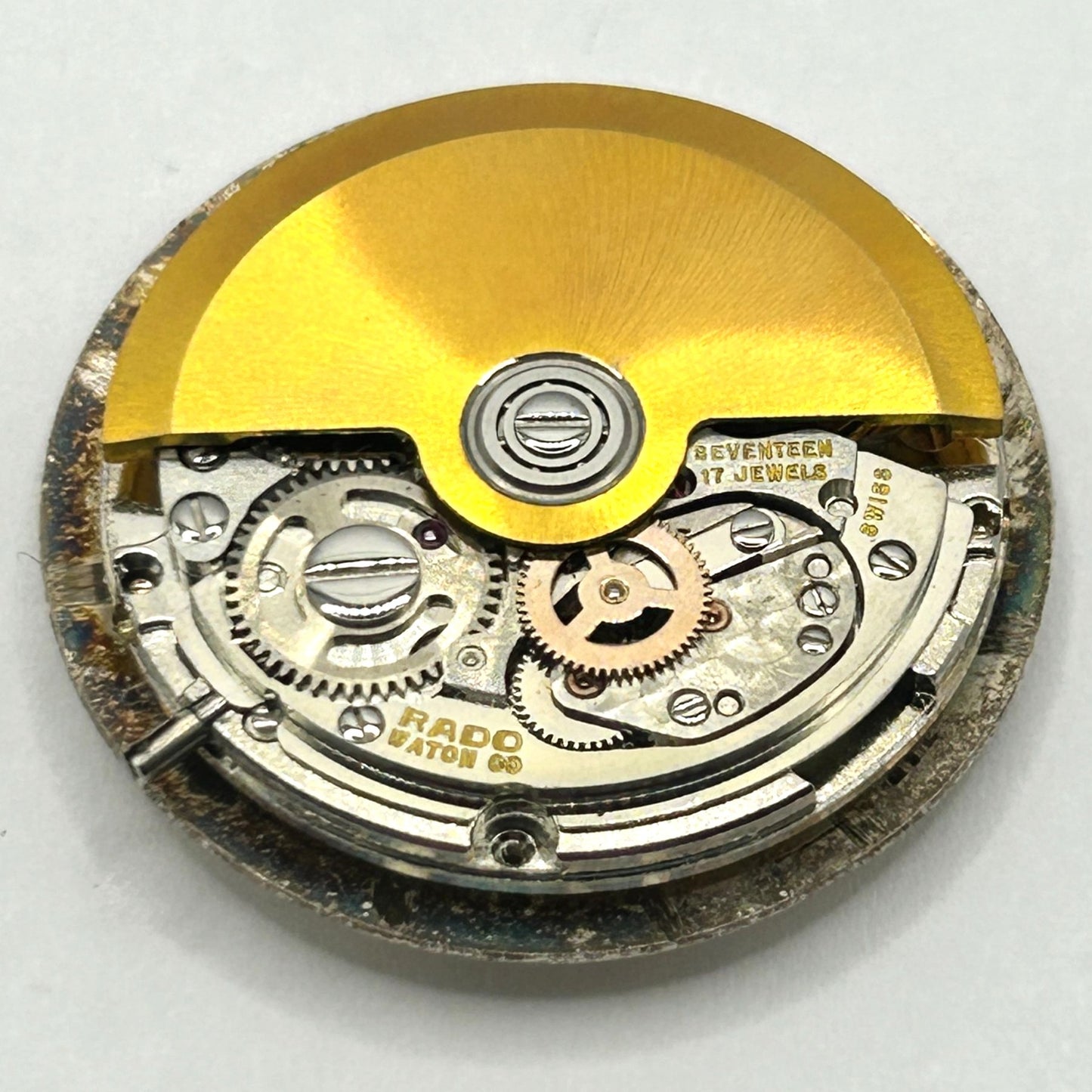 Vintage 30mm Rado 17 Jewel Men's Automatic Watch Head 18k Gold - WORKING
