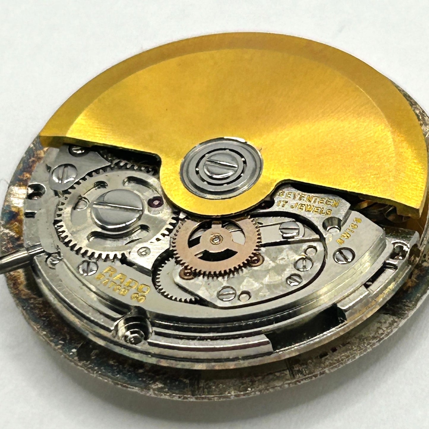 Vintage 30mm Rado 17 Jewel Men's Automatic Watch Head 18k Gold - WORKING