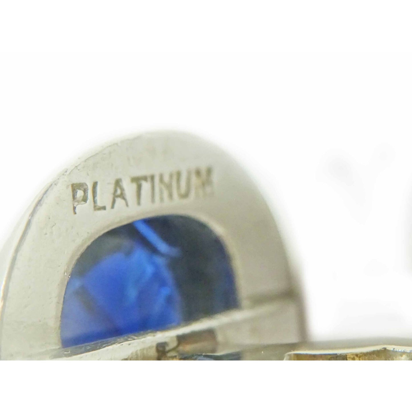 Art Deco 6.4ctw Natural Sapphire Cabochon Platinum & 14k White Gold Cuff Links