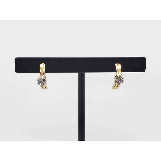 0.14ctw Natural Diamond Mini Cluster Half Hoop Style Drop Earrings 14k Gold