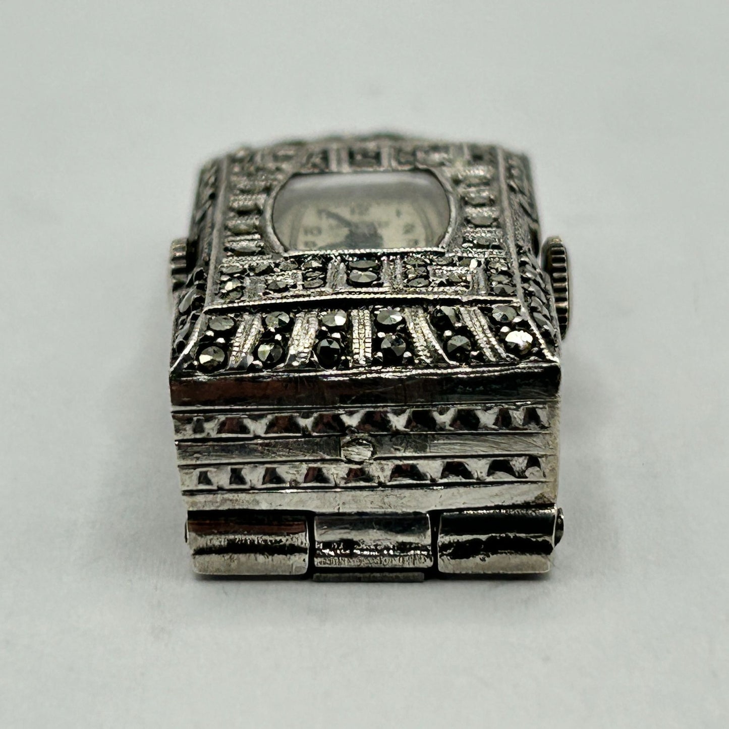 Antique Chronex Marcasite & 925 Sterling Silver Fur-Clip Watch - Windup Movement