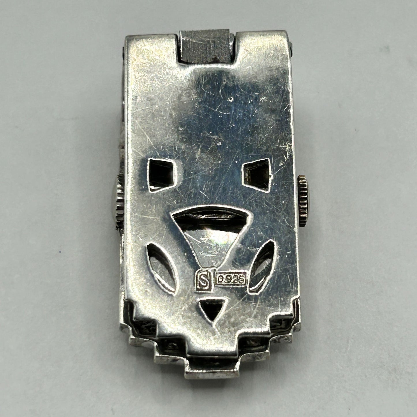 Antique Chronex Marcasite & 925 Sterling Silver Fur-Clip Watch - Windup Movement