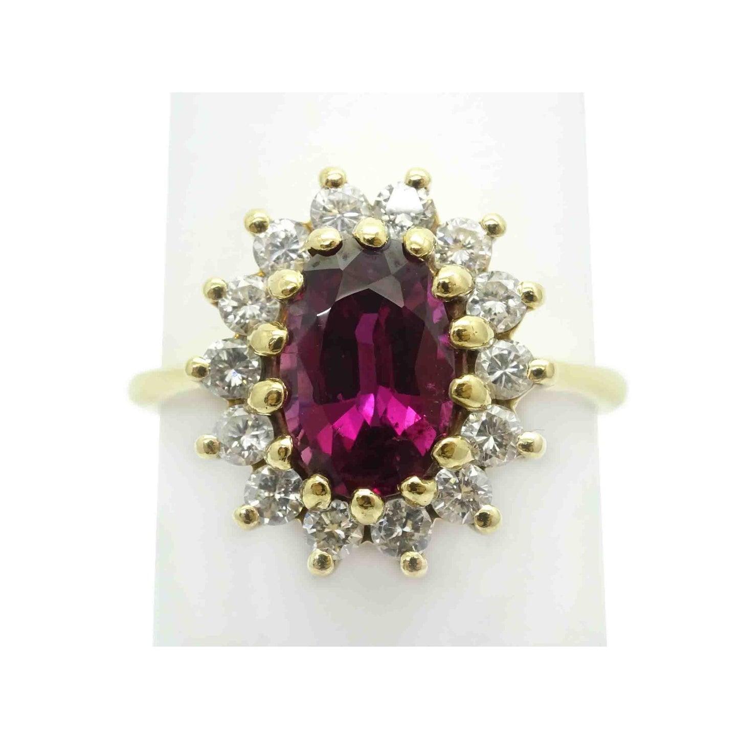 2.39 ctw Oval Natural Ruby & Diamond Halo Band Ring 14k Gold Size 9.25