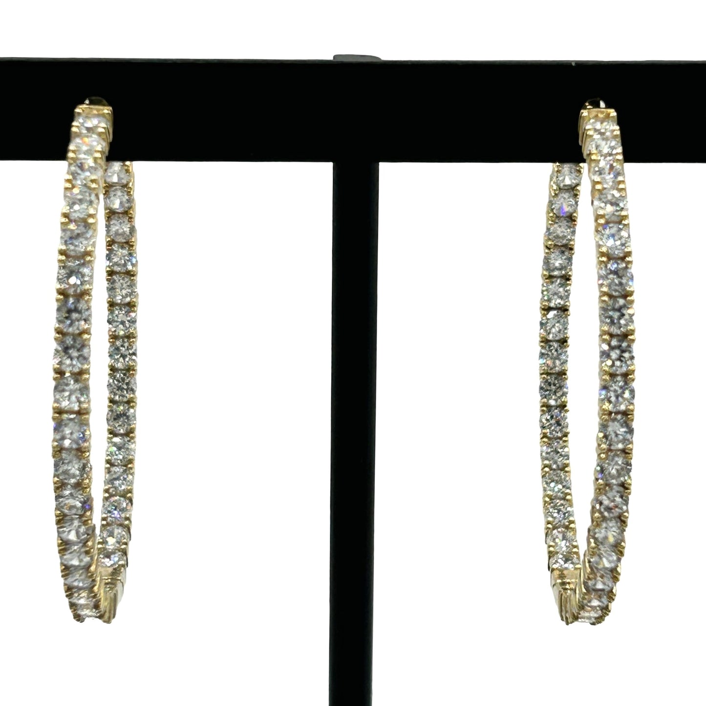 KLEO 925 Gold-Toned Sterling Silver Infinity CZ Inside Out Hoop Earrings