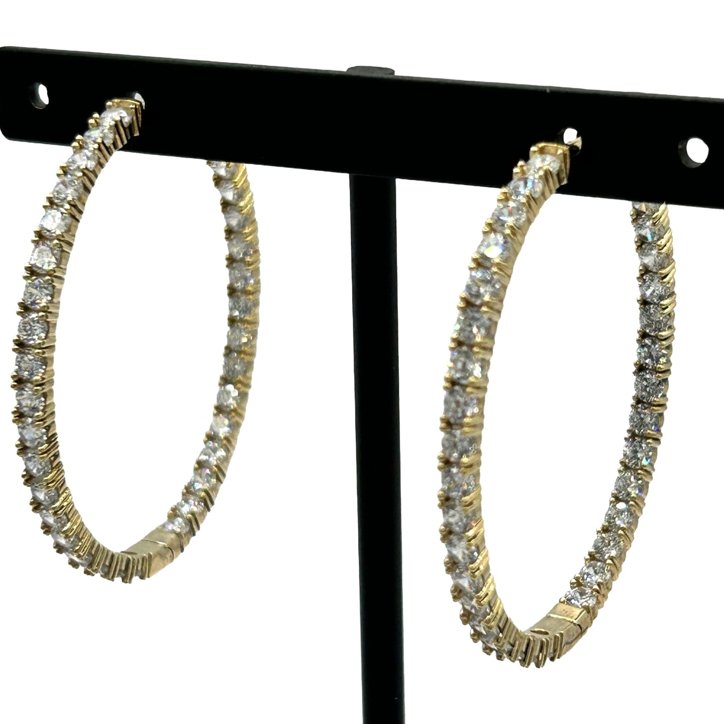 KLEO 925 Gold-Toned Sterling Silver Infinity CZ Inside Out Hoop Earrings