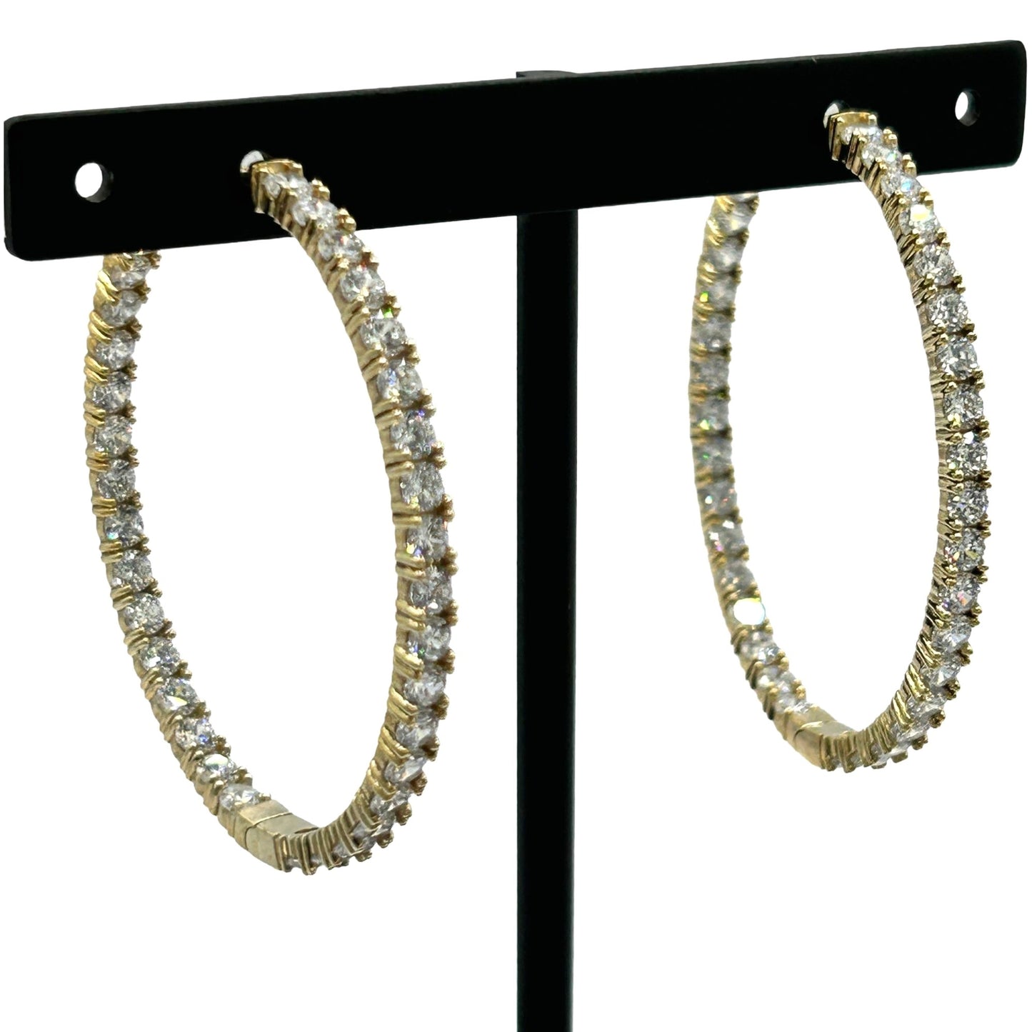 KLEO 925 Gold-Toned Sterling Silver Infinity CZ Inside Out Hoop Earrings