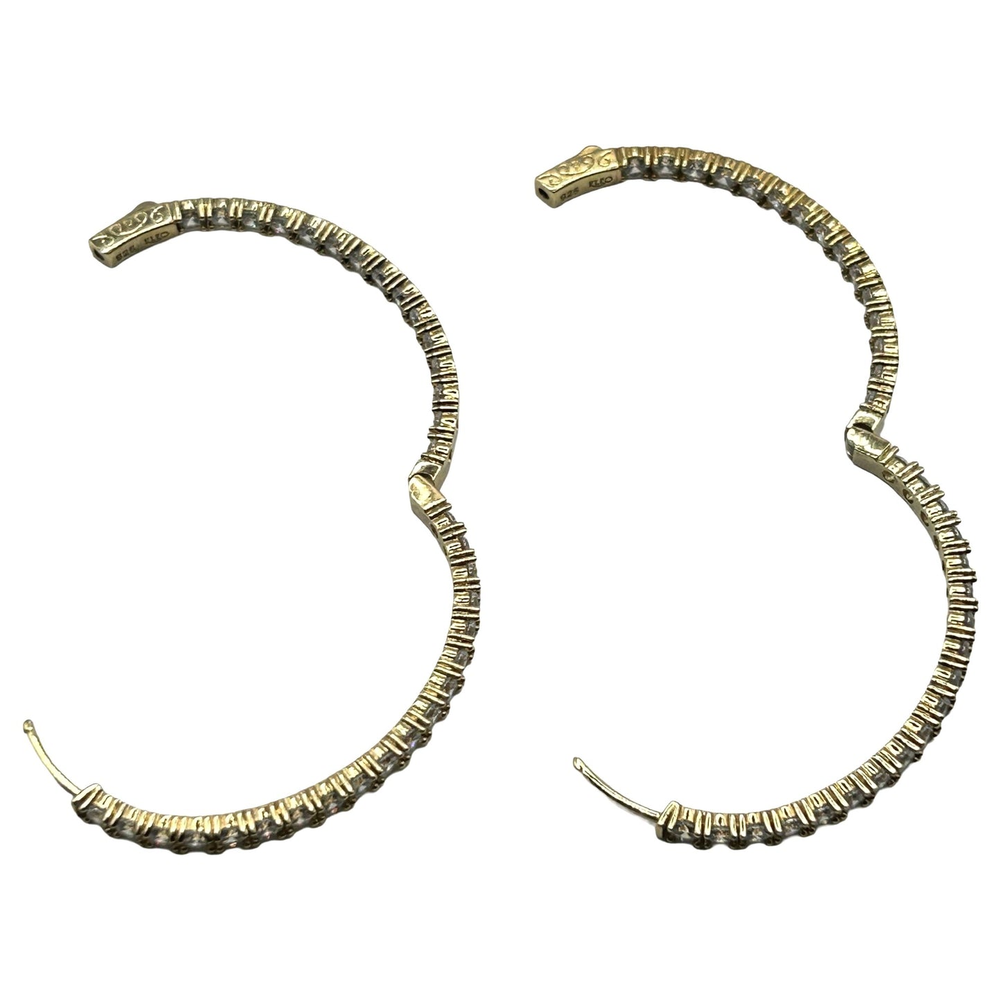 KLEO 925 Gold-Toned Sterling Silver Infinity CZ Inside Out Hoop Earrings