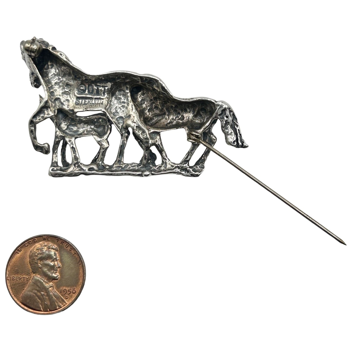 925 Sterling Silver Three Horses Brooch/Pin Equestrian Themed