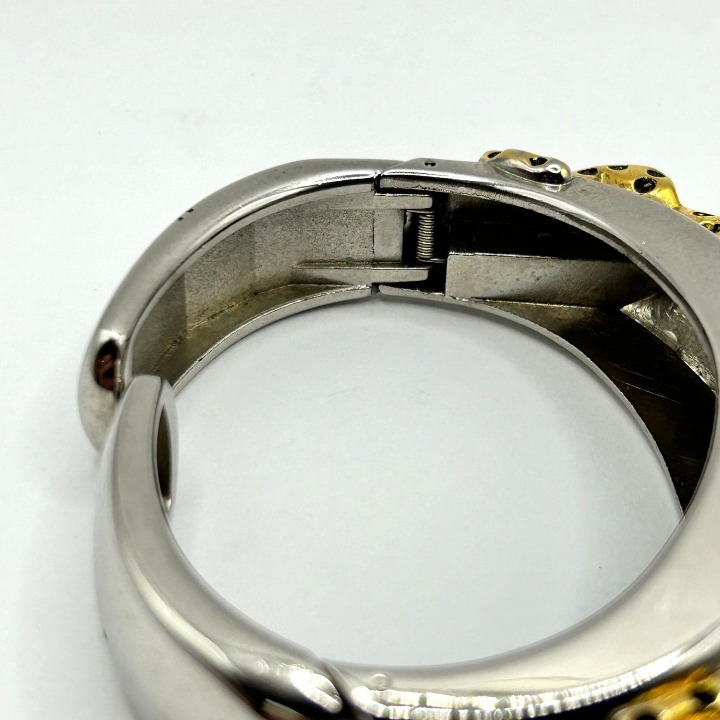 Vintage Collezio Rhinestone Leopard Cocktail Hinged Watch - WORKING