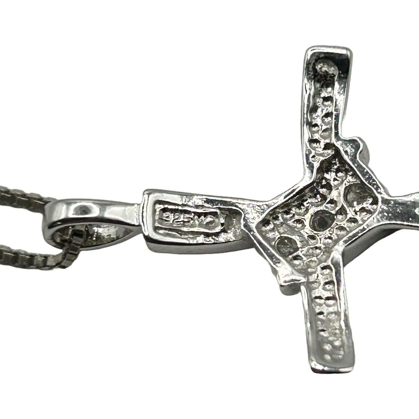 925 Sterling Silver & Diamond Cross Pendant Necklace