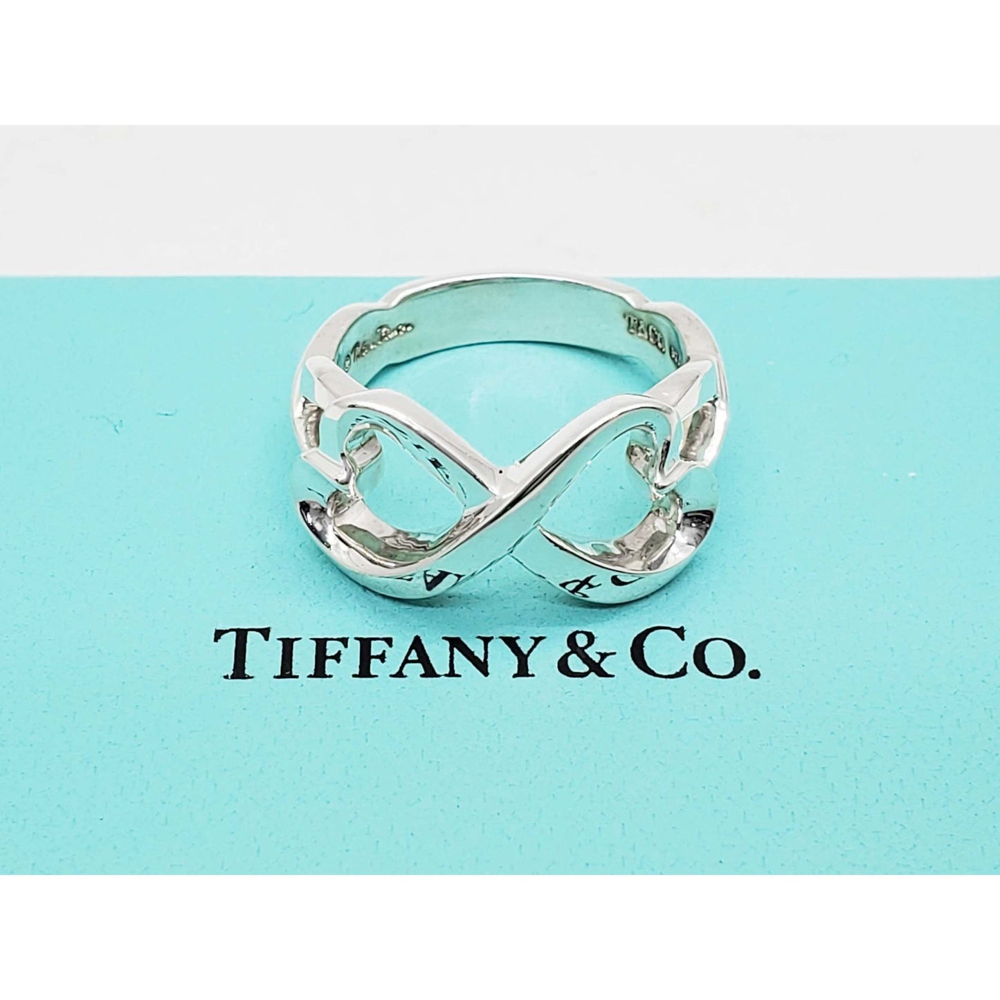 Tiffany & Co Paloma Picasso Double Heart Infinity Ring Sterling Silver Size 7.5