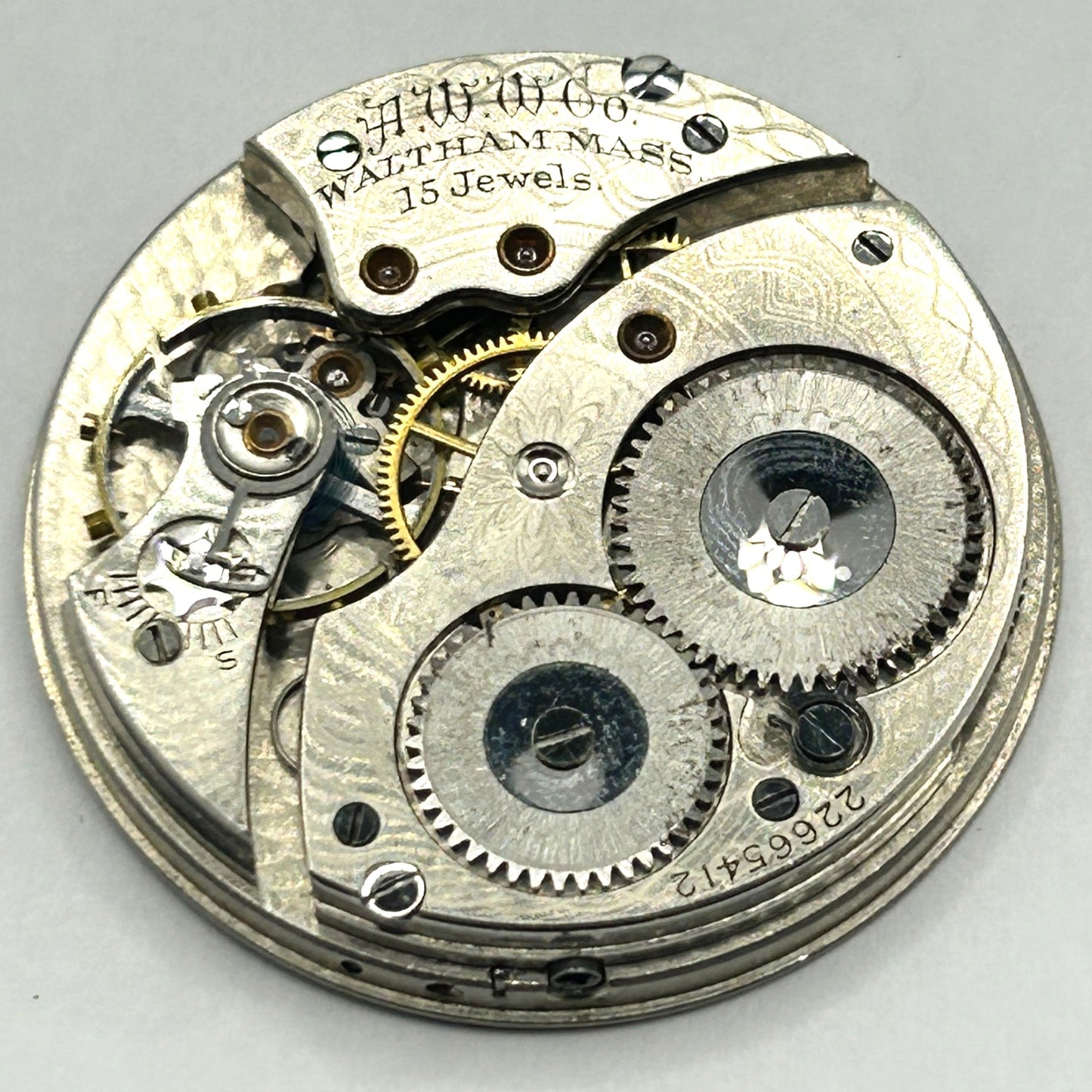 Waltham Pocket Watch Movement 15 Jewels 22665412 - WORKING