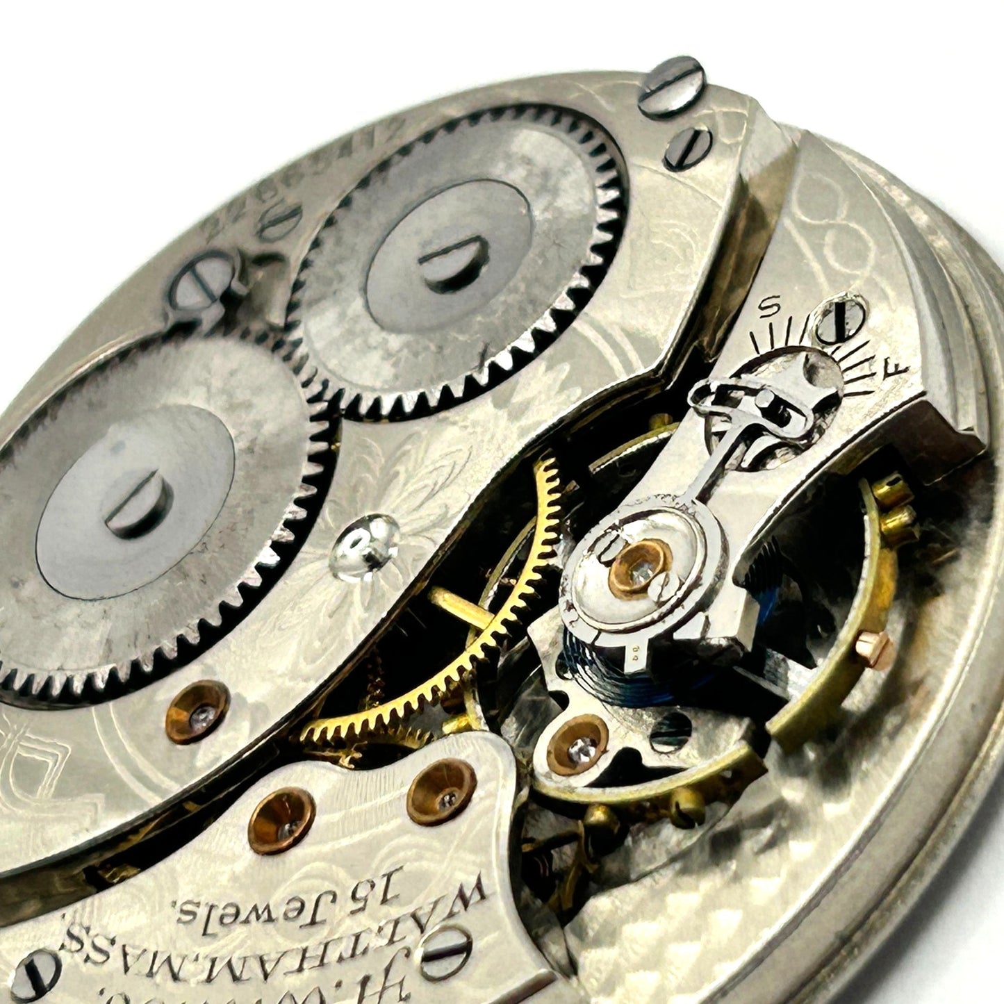 Waltham Pocket Watch Movement 15 Jewels 22665412 - WORKING