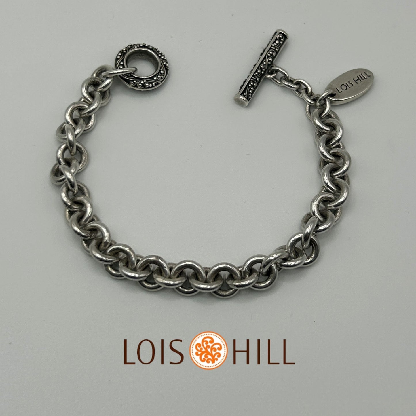 Lois Hill Sterling Silver Chain Link Bracelet Vintage Indonesian