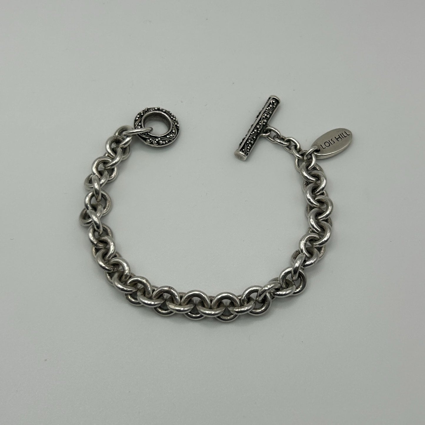Lois Hill Sterling Silver Chain Link Bracelet Vintage Indonesian
