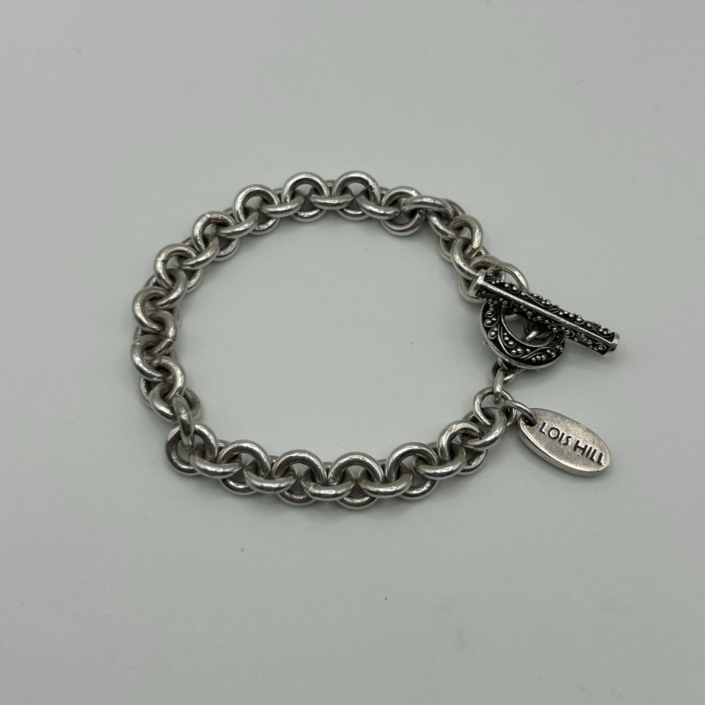 Lois Hill Sterling Silver Chain Link Bracelet Vintage Indonesian