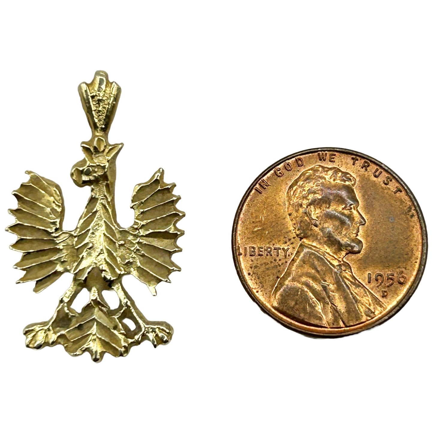14k Yellow Gold Polish Eagle Necklace Pendant/Charm