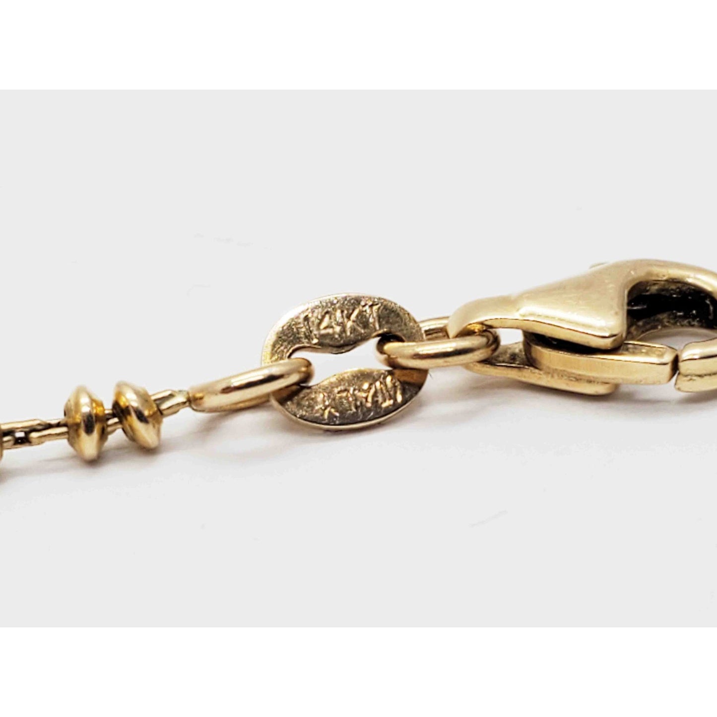 Italian Two-Tone Dia-Cut Ball Station Tennis Bracelet 14k Yellow & White Gold