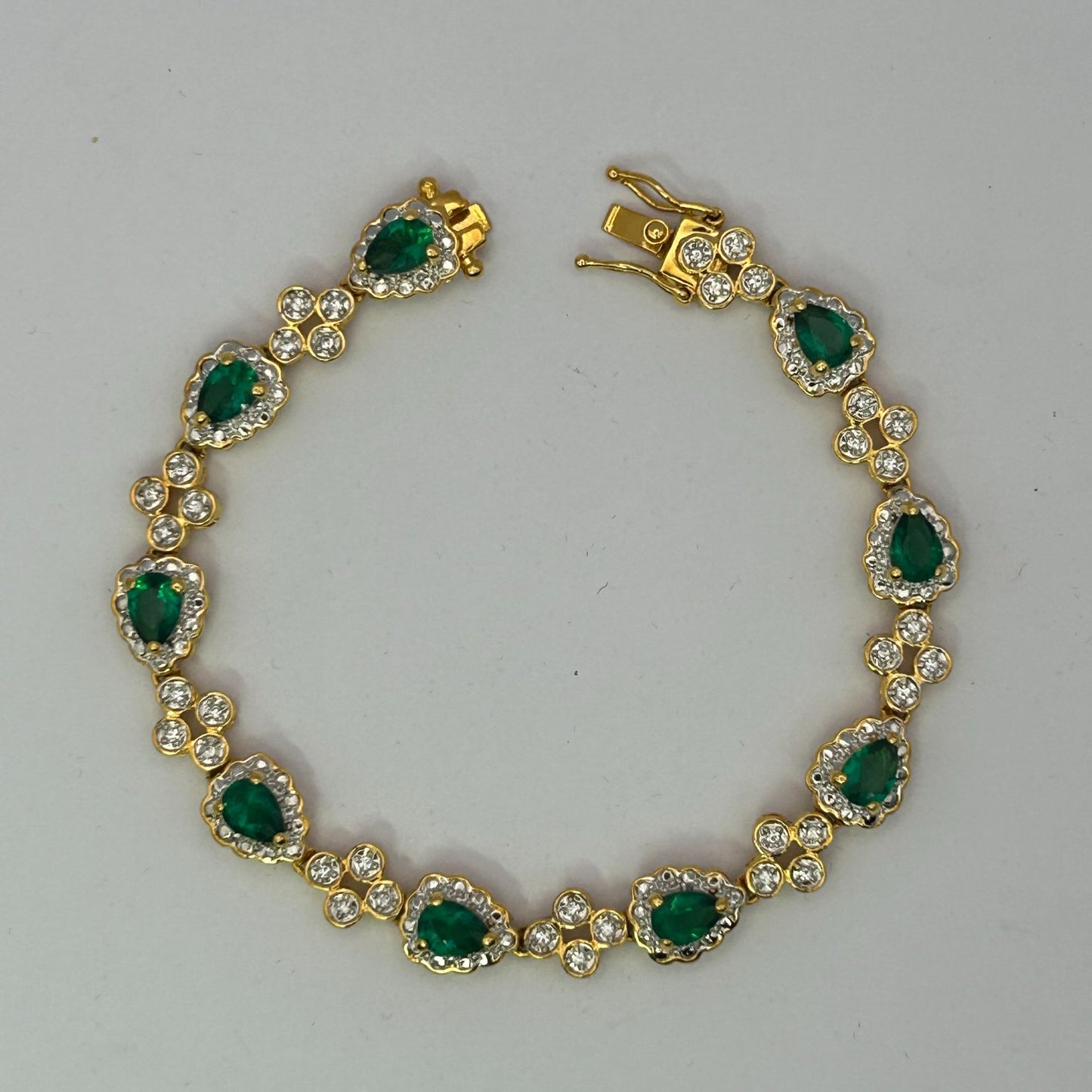Camrose & Kross Jackie Kennedy JBK Replica Bracelet 7-8" Green/Clear Stones+COA