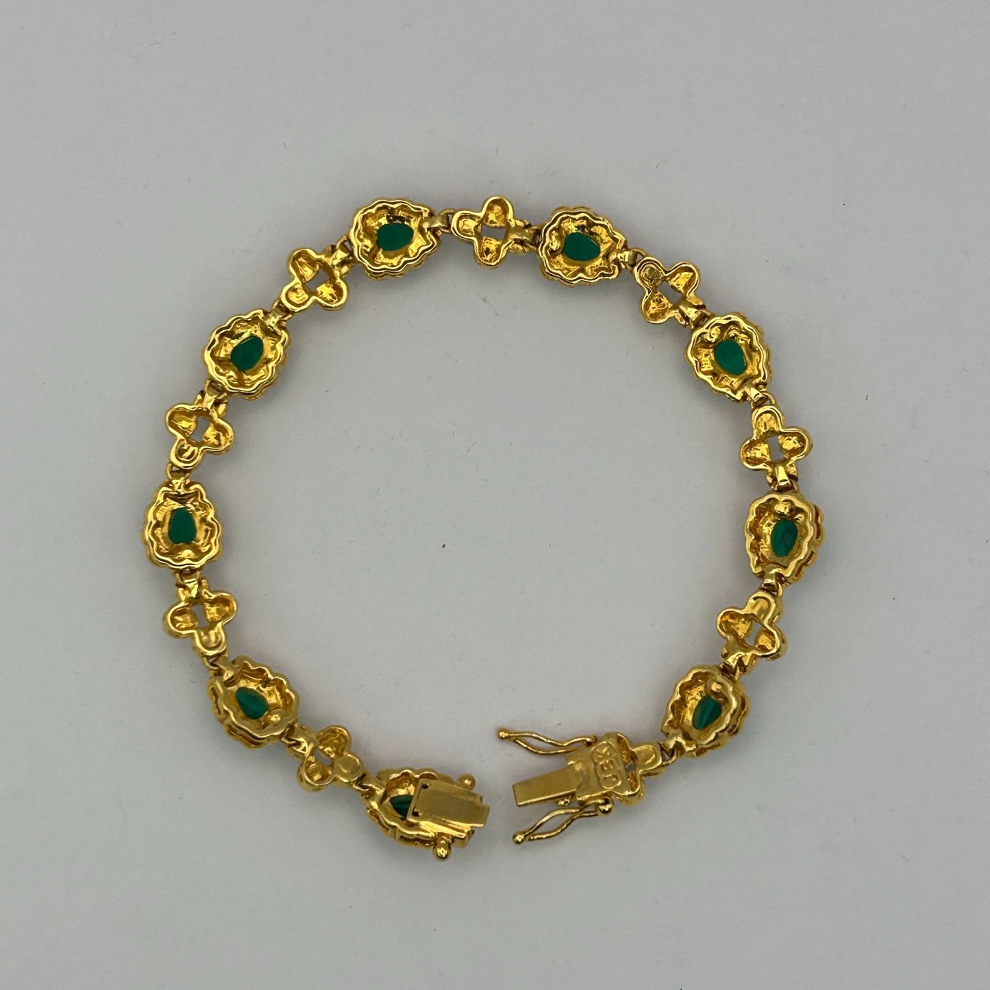 Camrose & Kross Jackie Kennedy JBK Replica Bracelet 7-8" Green/Clear Stones+COA