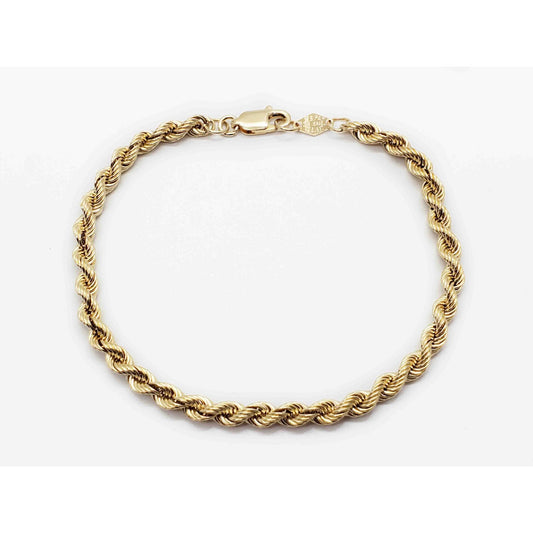 3.7mm Wide Rope Style Bracelet 14k Gold