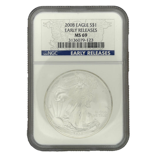 2008 American Silver Eagle $1 Coin NGC MS-69 Early Releases 3136079-123