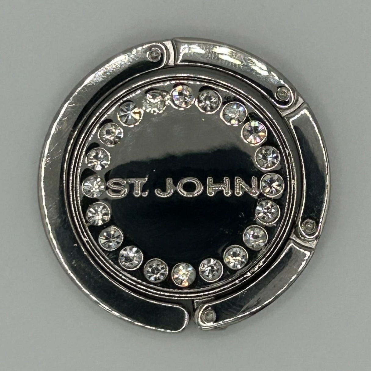 St John Collection Silver Tone Crystal Embellished Purse Holder Hanger