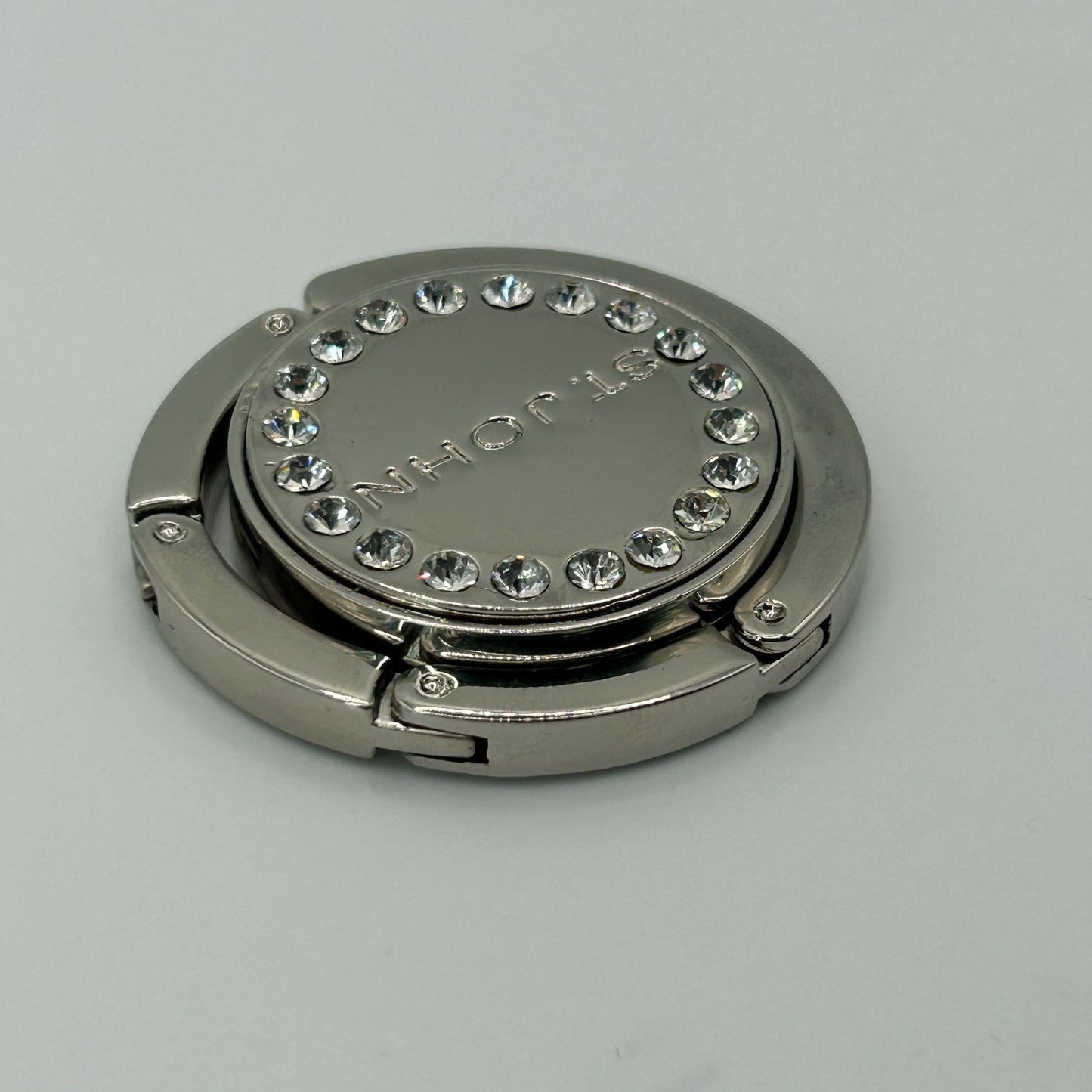 St John Collection Silver Tone Crystal Embellished Purse Holder Hanger