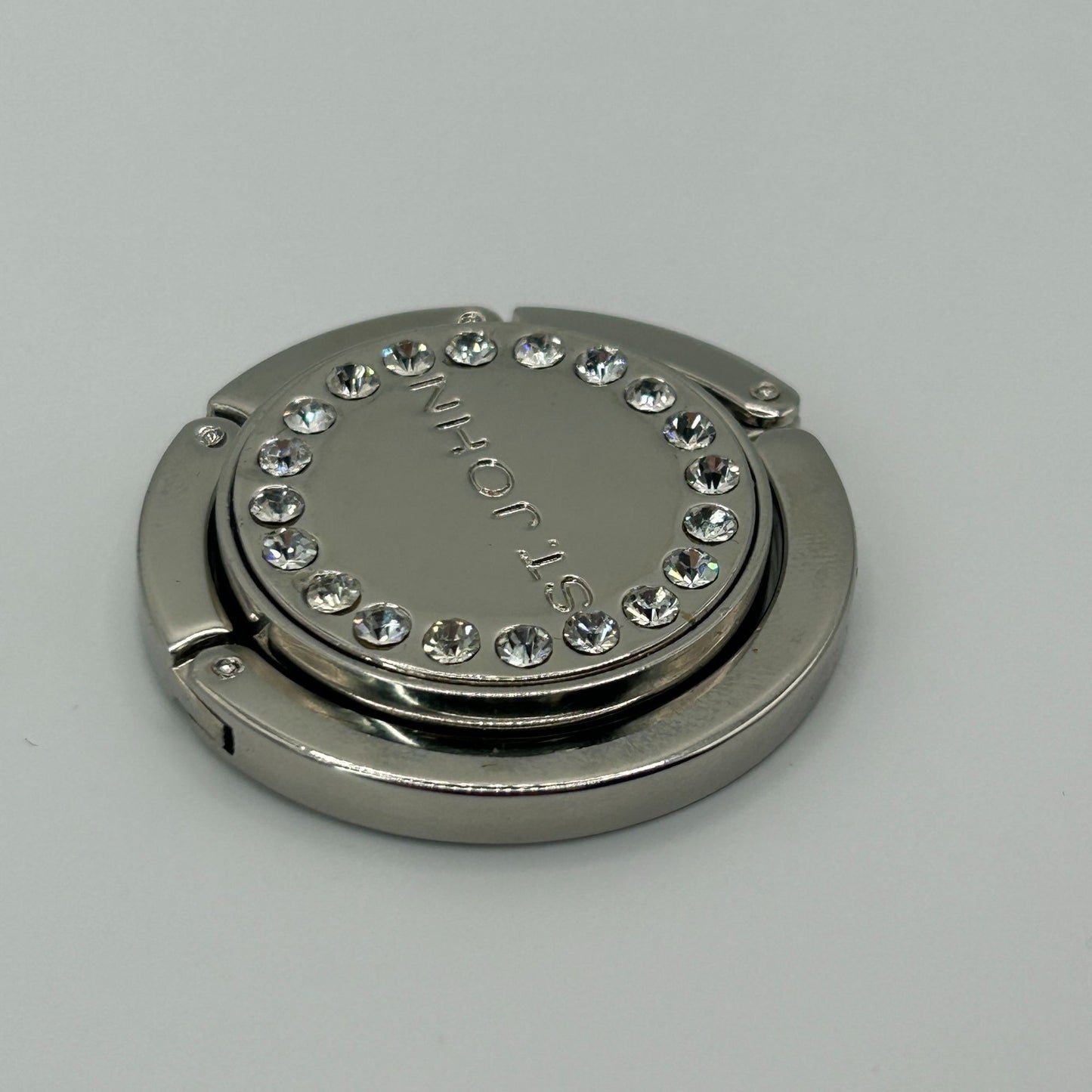 St John Collection Silver Tone Crystal Embellished Purse Holder Hanger