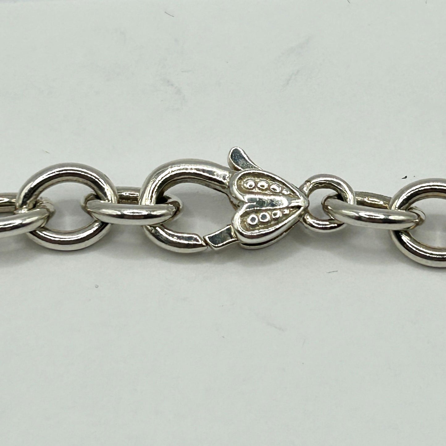 Authentic Judith Ripka Sterling Silver 20" Oval Cable Link Heart Clasp Necklace