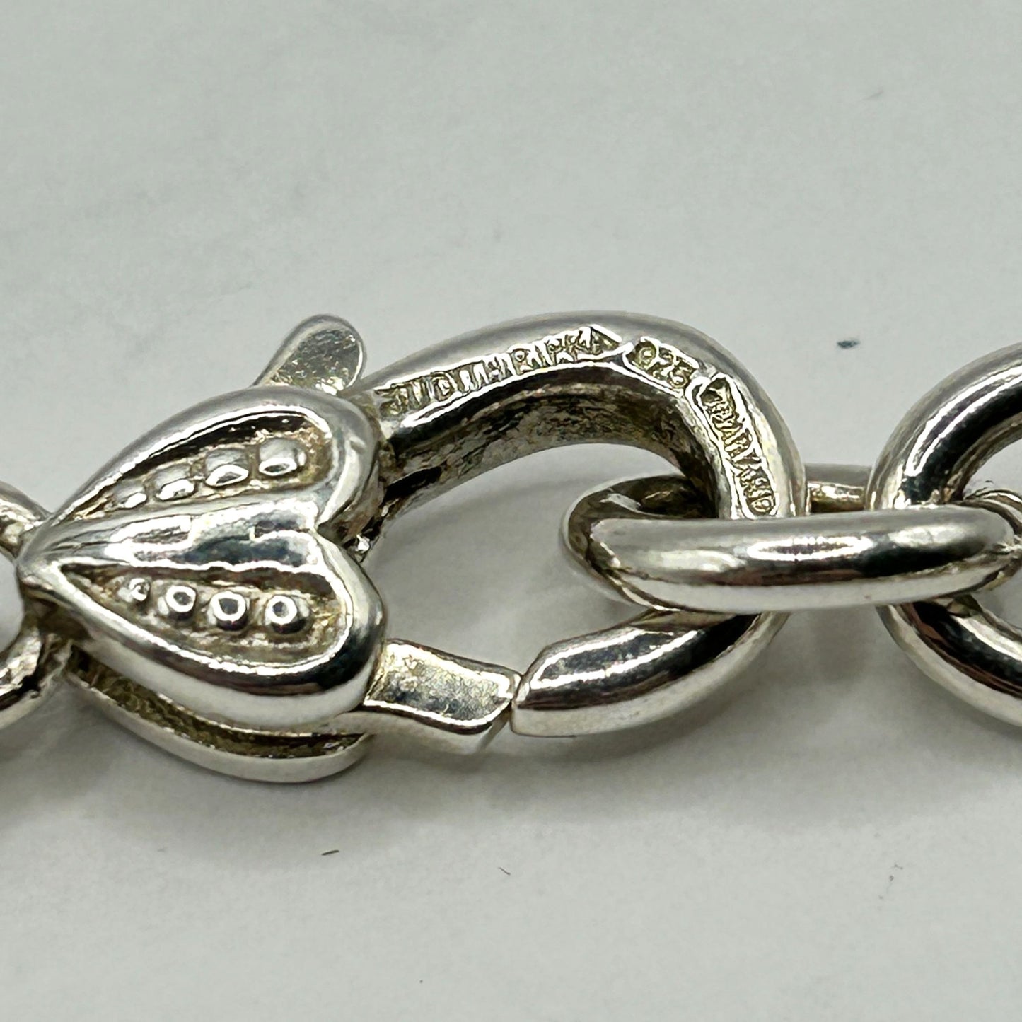 Authentic Judith Ripka Sterling Silver 20" Oval Cable Link Heart Clasp Necklace