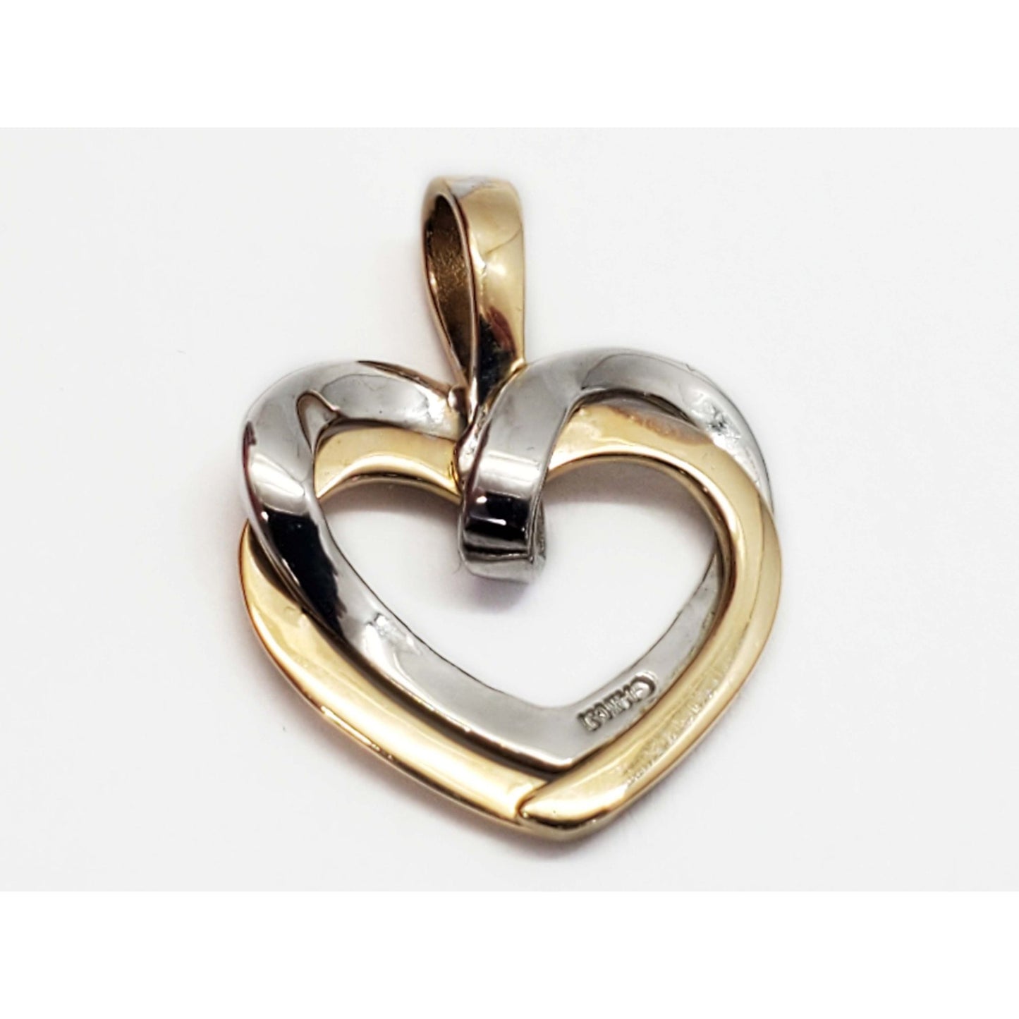 Two-Tone Open Heart Pendant 14k Yellow & White Gold