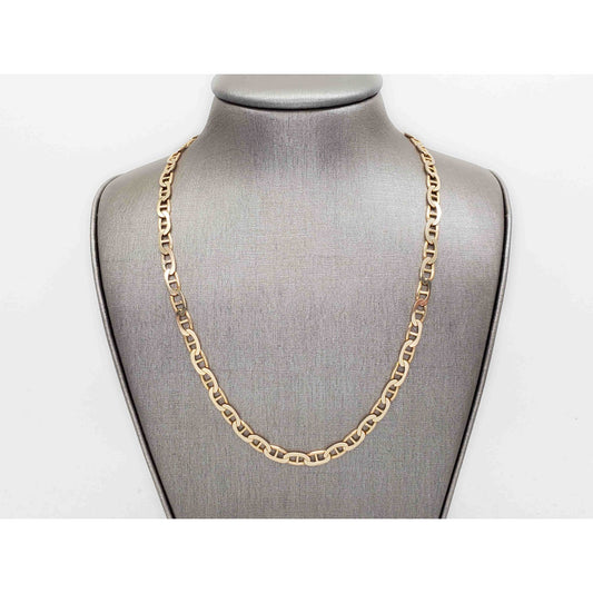 5.2mm Wide Mariner Link Chain Necklace 14k Gold 22" Long
