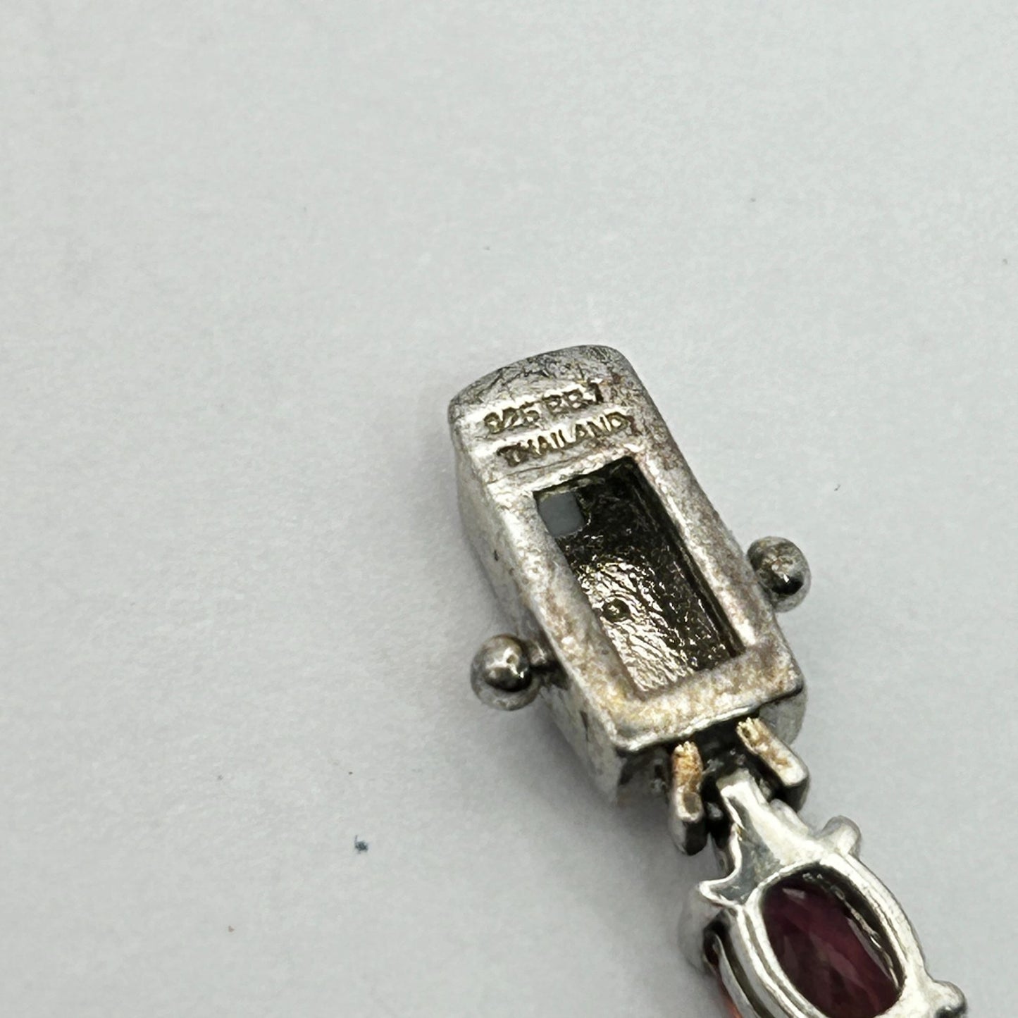 Garnet/White Sapphire Oval Gemstone 8" Tennis Bracelet - 24 Stones