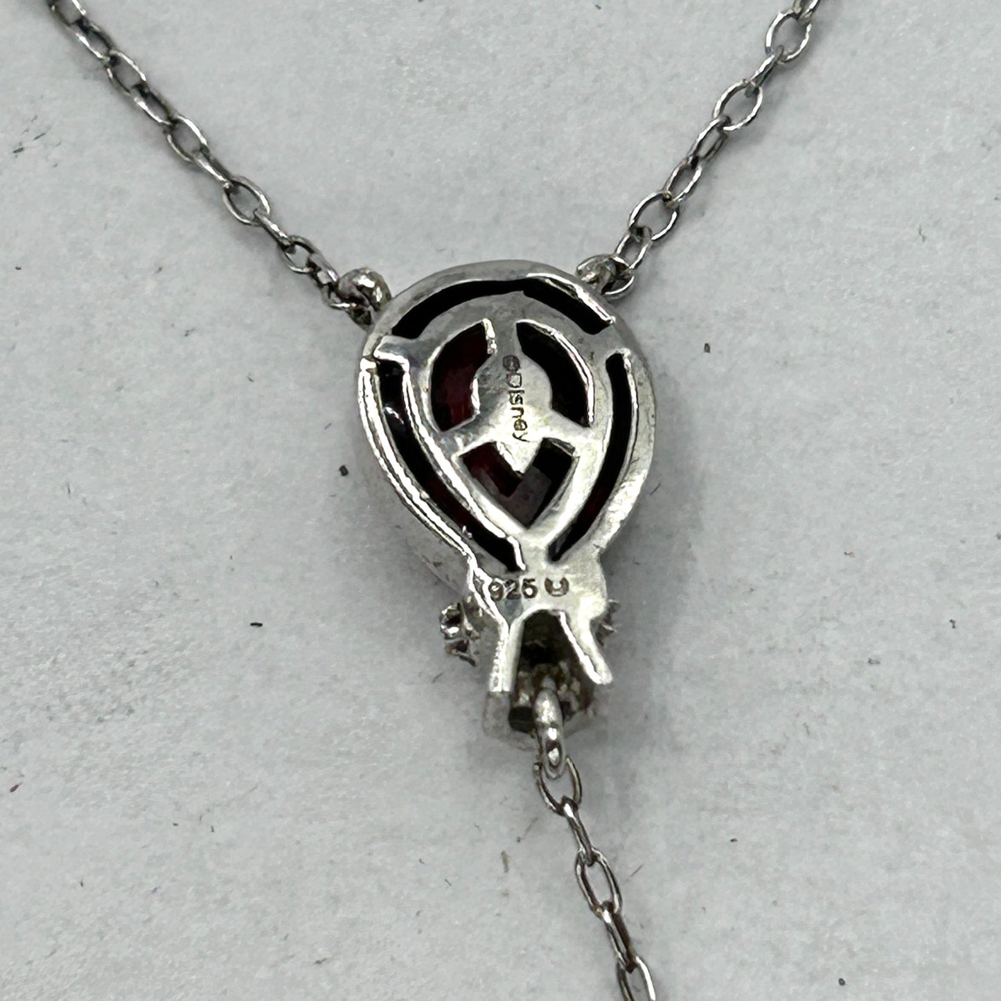 Disney Winnie the Pooh Garnet & Diamond Necklace Sterling Silver/10K Gold - 17"