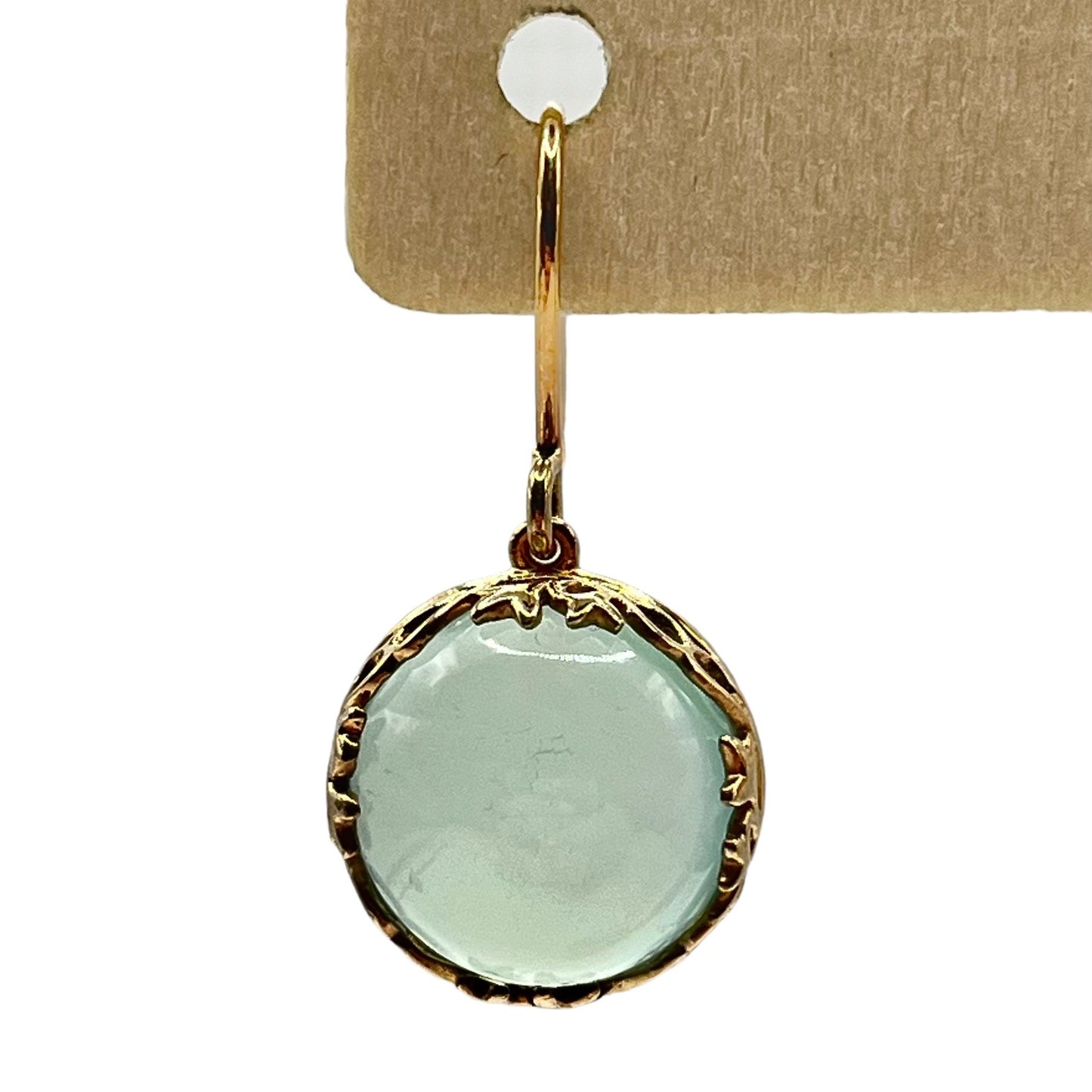 925 Sterling Silver LIRM Gold Layered Circle Chalcedony Dangle Earrings Ornate
