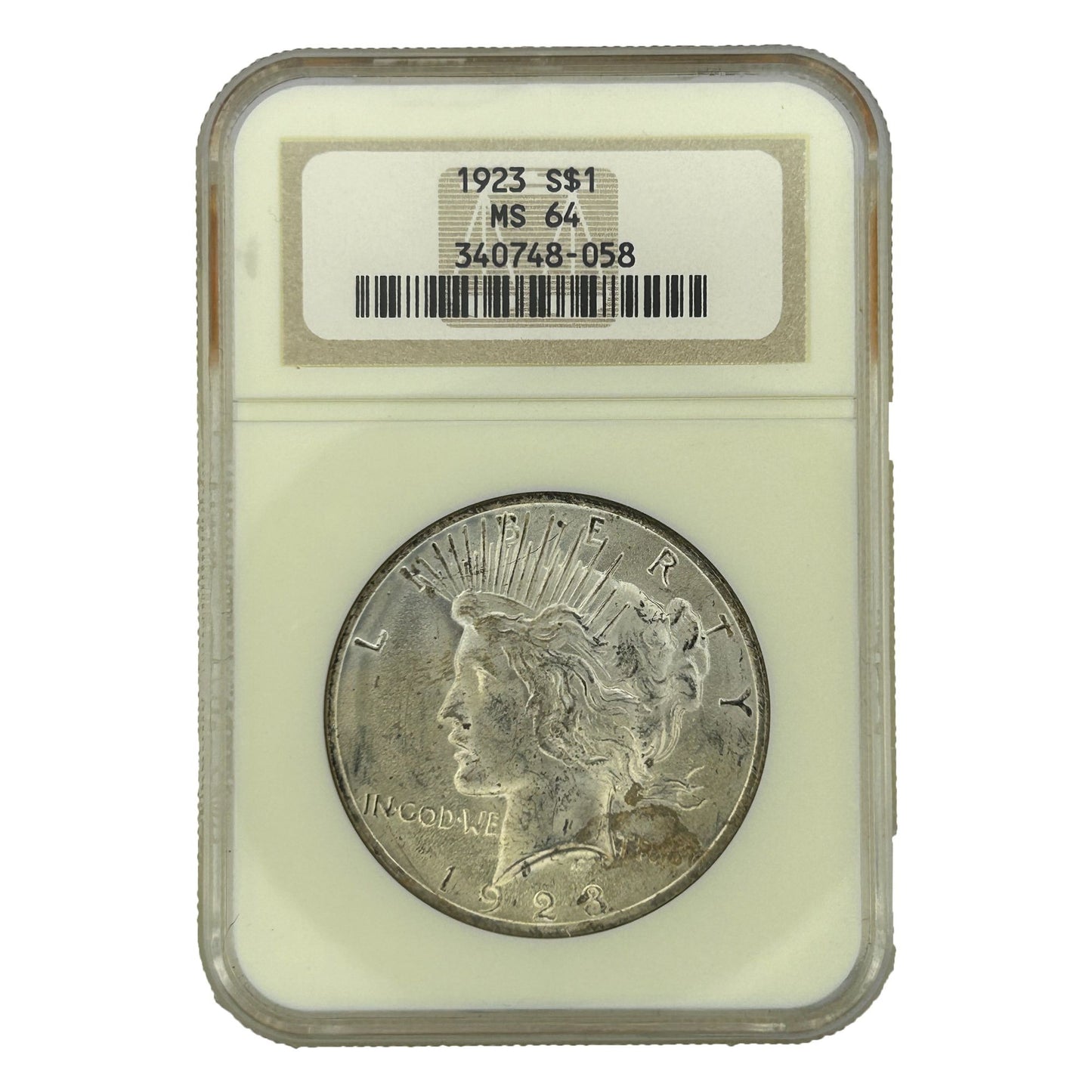 1923-S $1 Peace Silver Dollar MS-64 NGC 340748-058