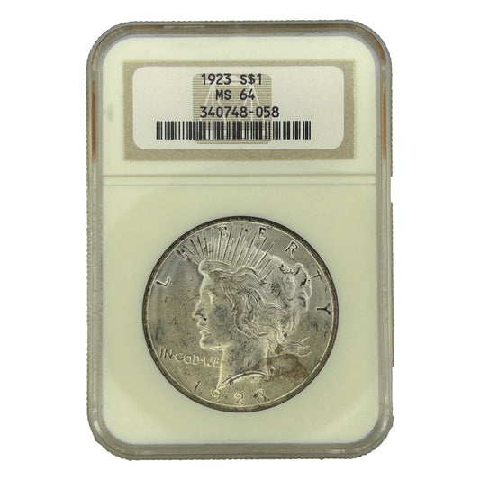 1923-S $1 Peace Silver Dollar MS-64 NGC 340748-058