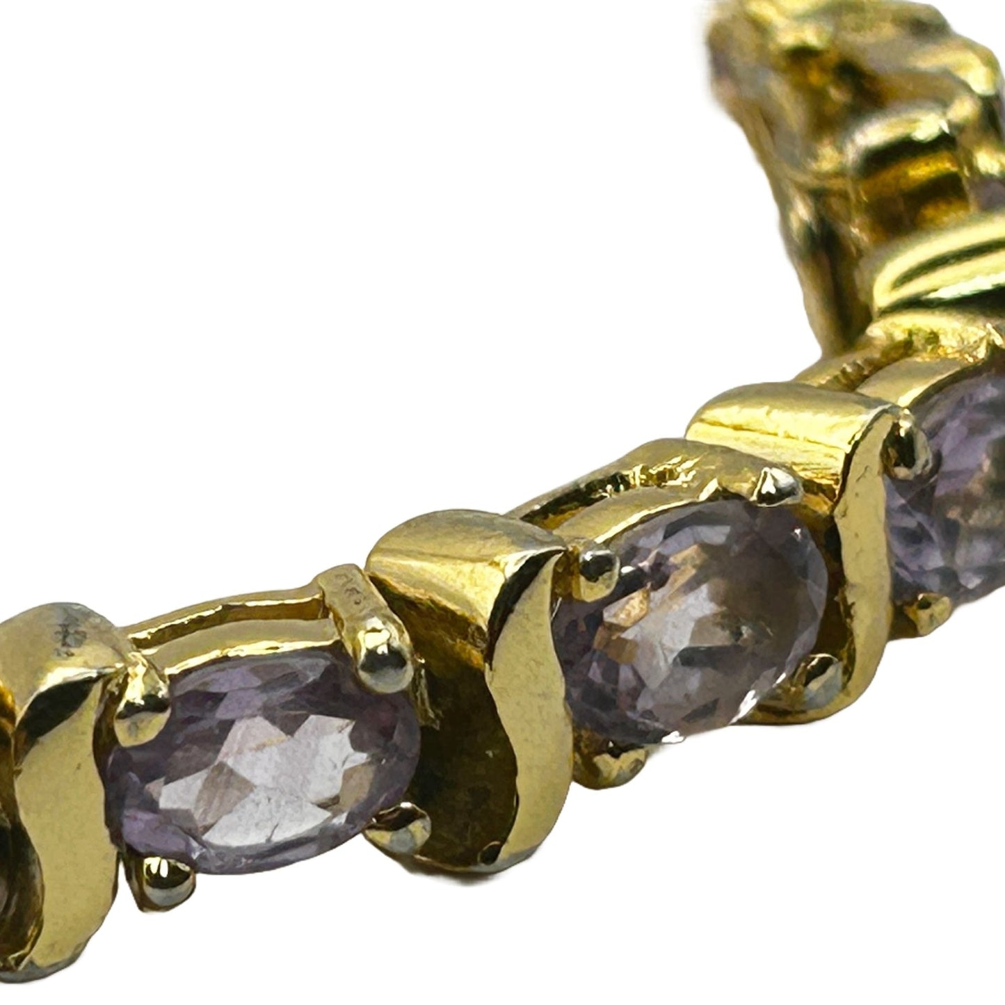 Amethyst Gold on Sterling Vermeil Gemstones 7" Tennis Bracelet - 23 Stones
